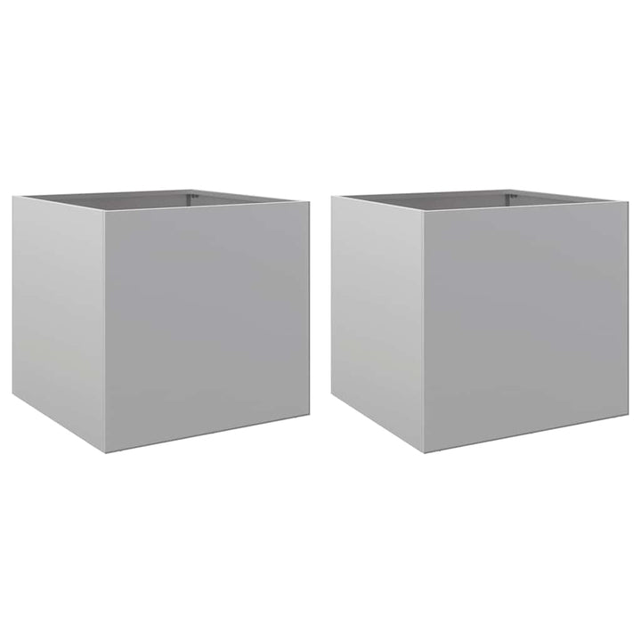 plantekasser 2 stk. 42x40x39 cm galvaniseret stål sølvfarvet