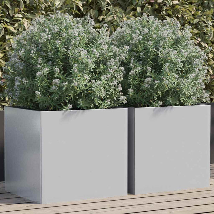 plantekasser 2 stk. 42x40x39 cm galvaniseret stål sølvfarvet