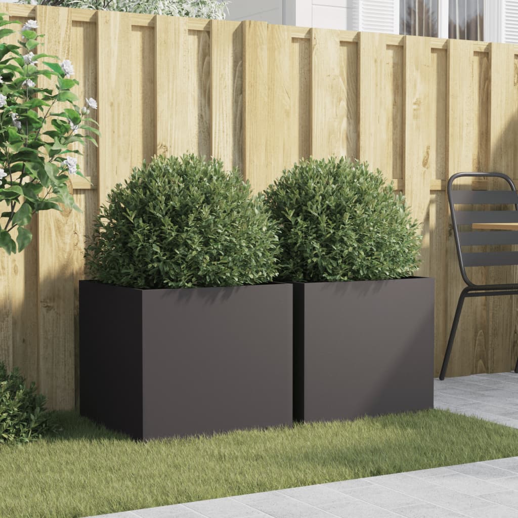 plantekasser 2 stk. 49x47x46 cm stål sort