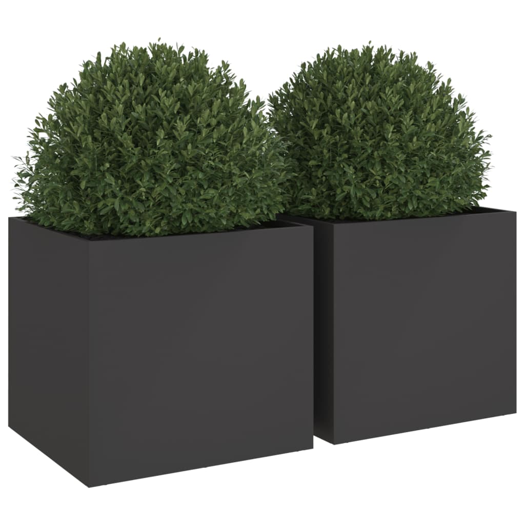 plantekasser 2 stk. 49x47x46 cm stål sort
