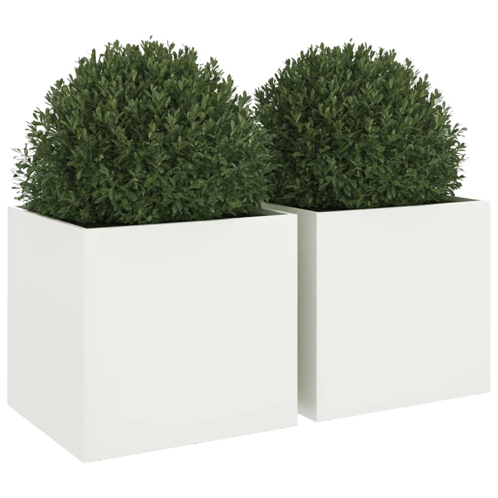 plantekasser 2 stk. 49x47x46 cm stål hvid