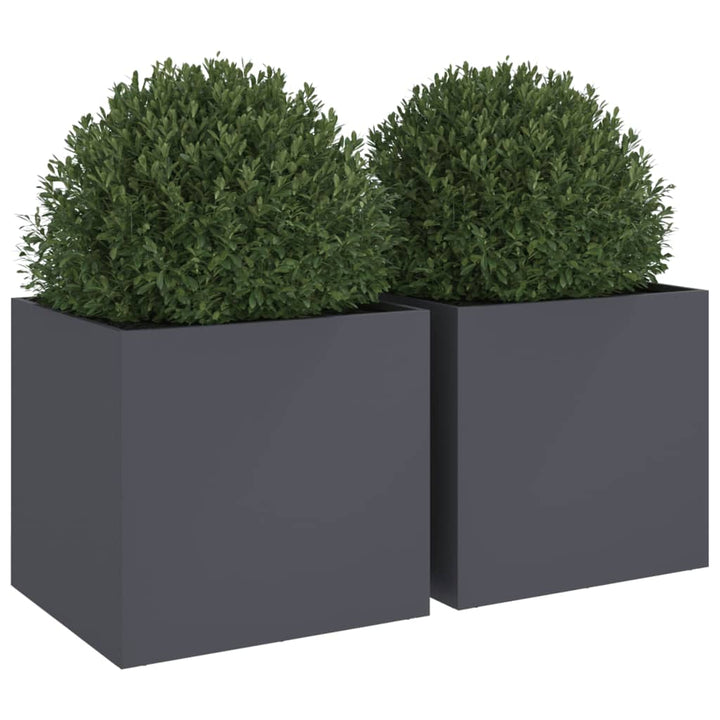 plantekasser 2 stk. 49x47x46 cm stål antracitgrå