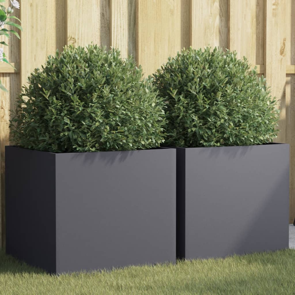plantekasser 2 stk. 49x47x46 cm stål antracitgrå
