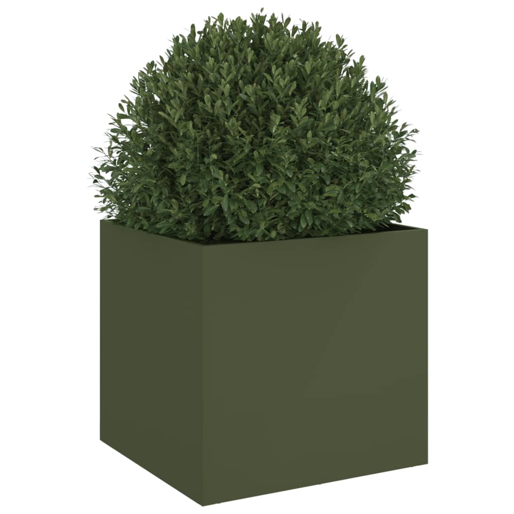 plantekasse 49x47x46 cm stål olivengrøn