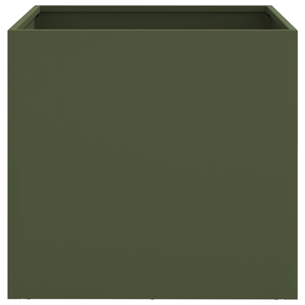 plantekasser 2 stk. 49x47x46 cm stål olivengrøn