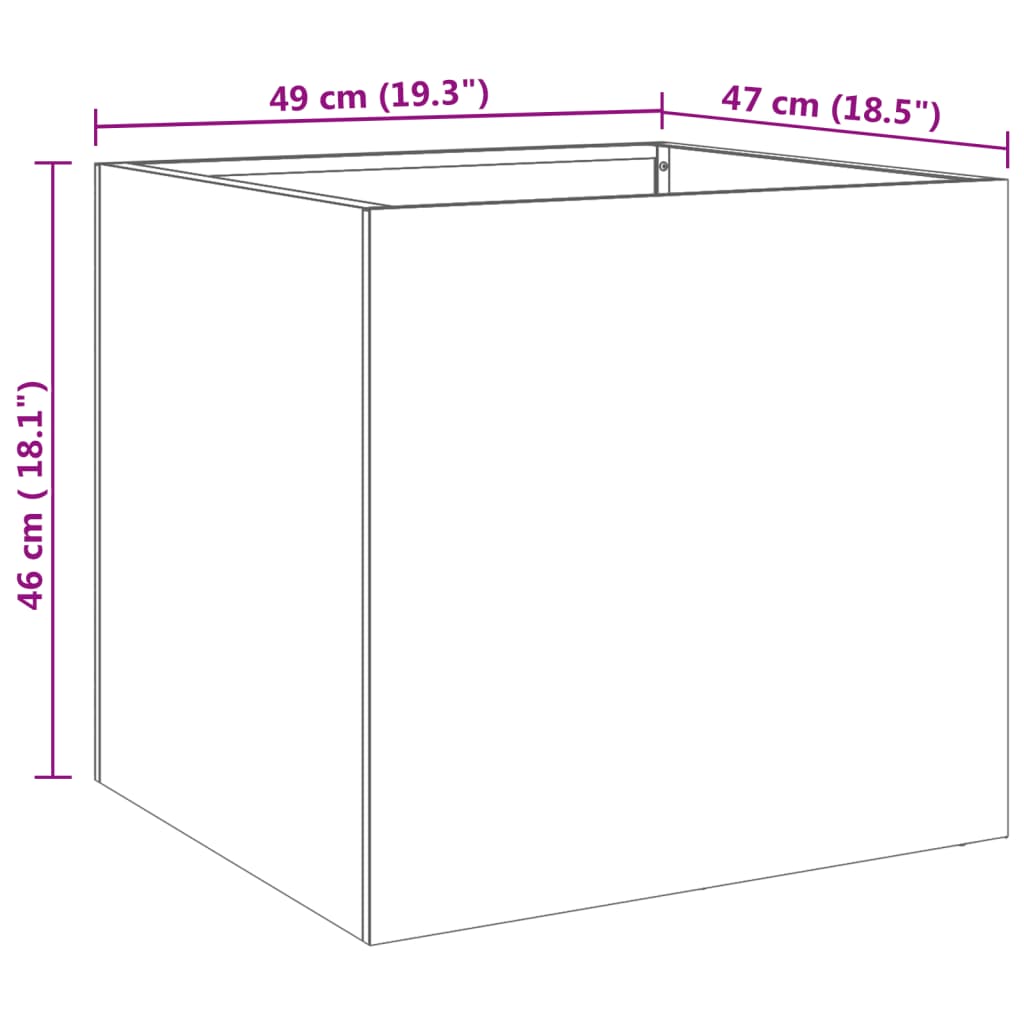 plantekasse 49x47x46 cm rustfrit stål sølvfarvet