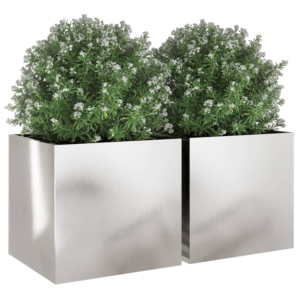 plantekasser 2 stk. 49x47x46 cm rustfrit stål sølvfarvet
