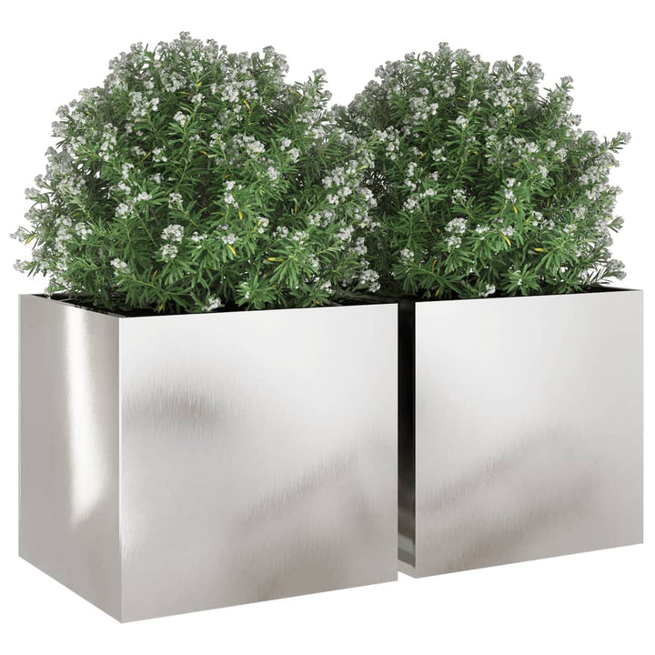 plantekasser 2 stk. 49x47x46 cm rustfrit stål sølvfarvet