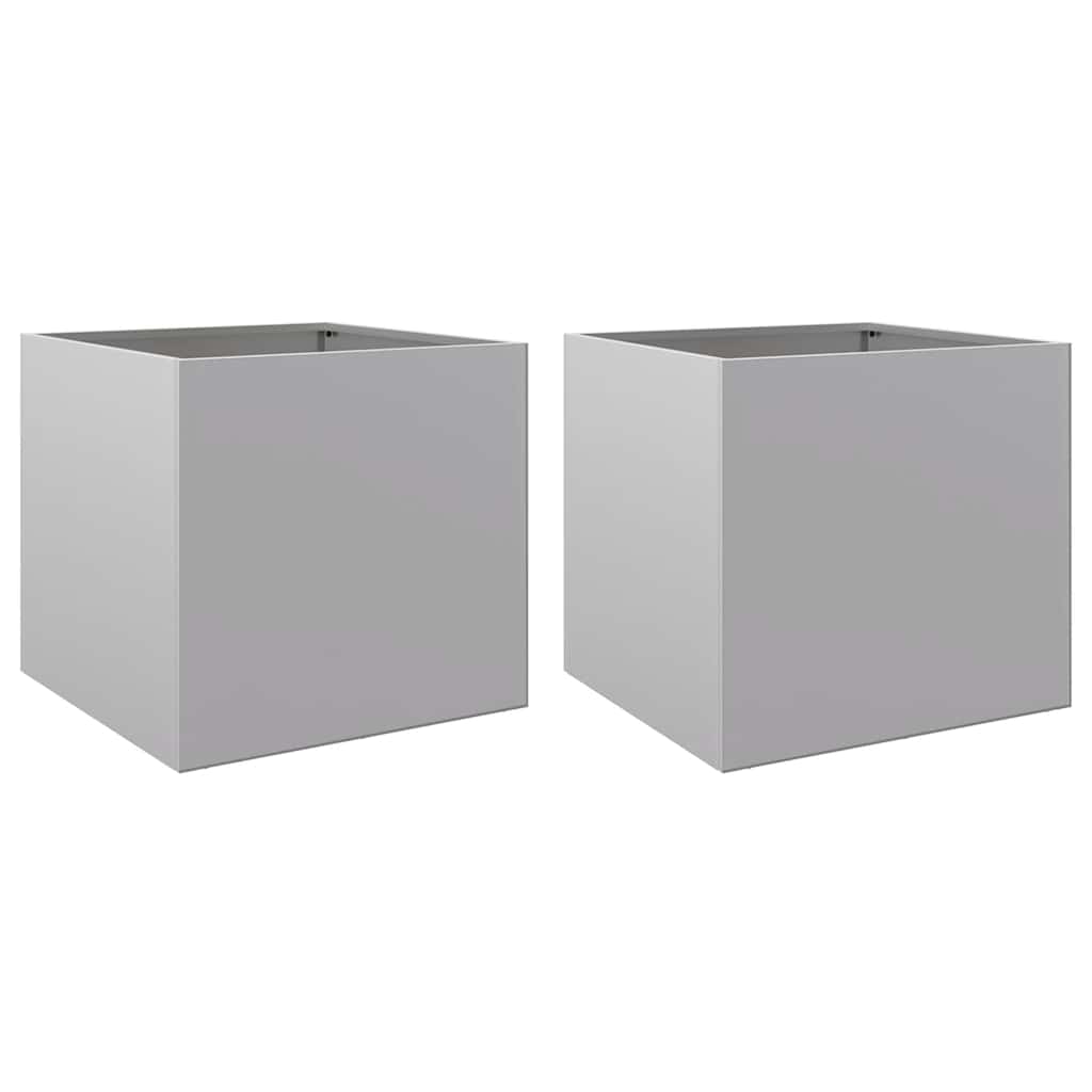 plantekasser 2 stk. 49x47x46 cm galvaniseret stål sølvfarvet