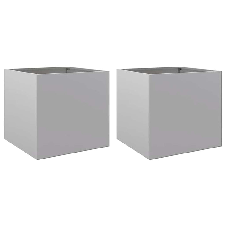 plantekasser 2 stk. 49x47x46 cm galvaniseret stål sølvfarvet