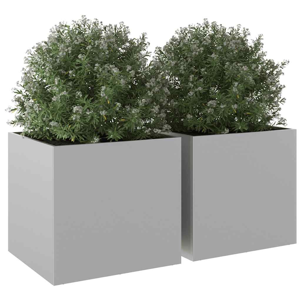 plantekasser 2 stk. 49x47x46 cm galvaniseret stål sølvfarvet