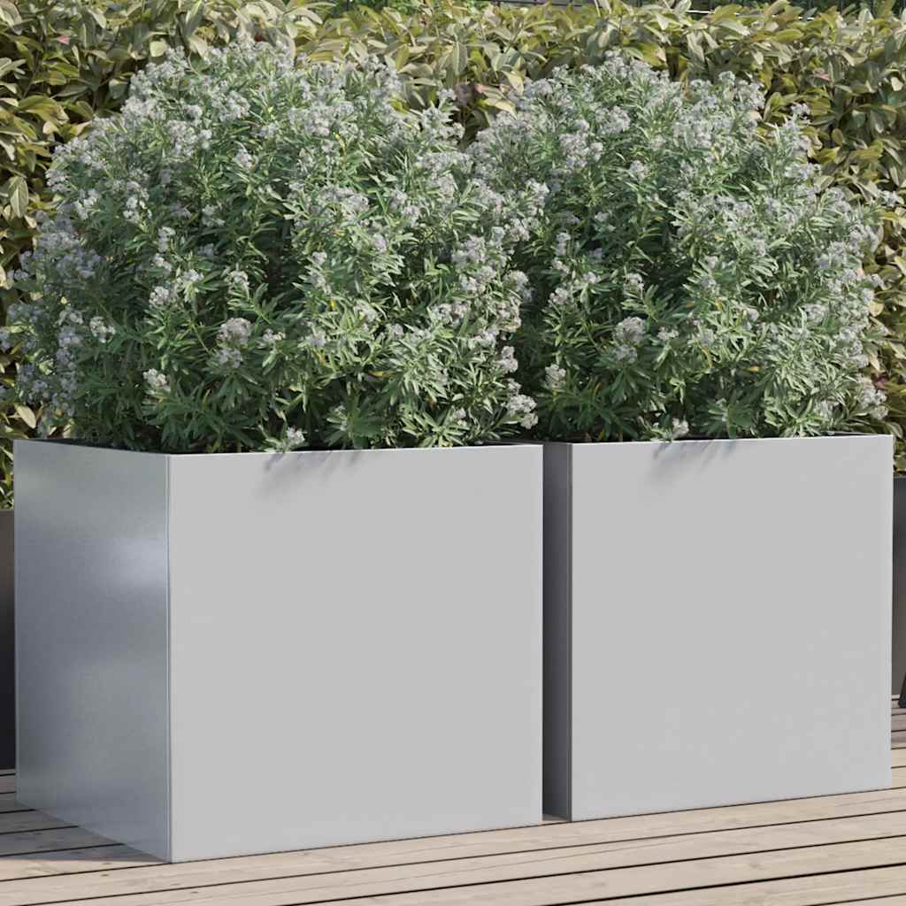 plantekasser 2 stk. 49x47x46 cm galvaniseret stål sølvfarvet