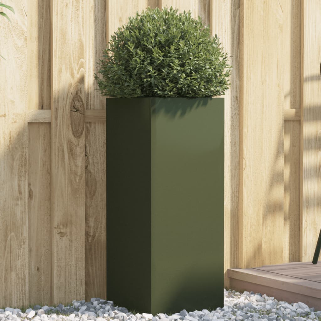 plantekasse 32x29x75 cm stål olivengrøn