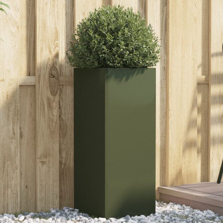 plantekasse 32x29x75 cm stål olivengrøn