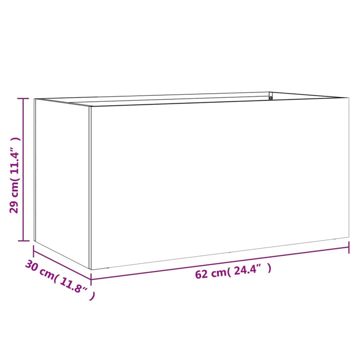 plantekasse 62x30x29 cm koldvalset stål sort