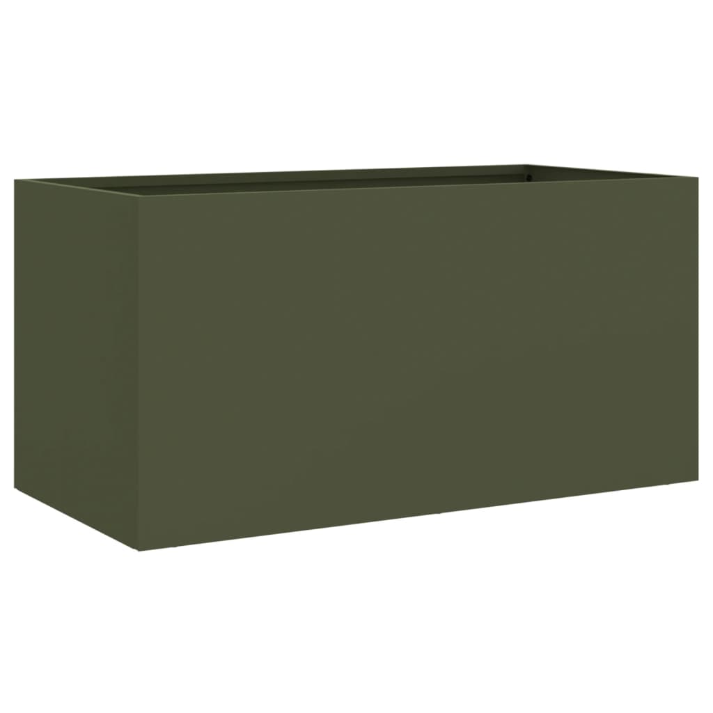 plantekasse 62x30x29 cm stål olivengrøn