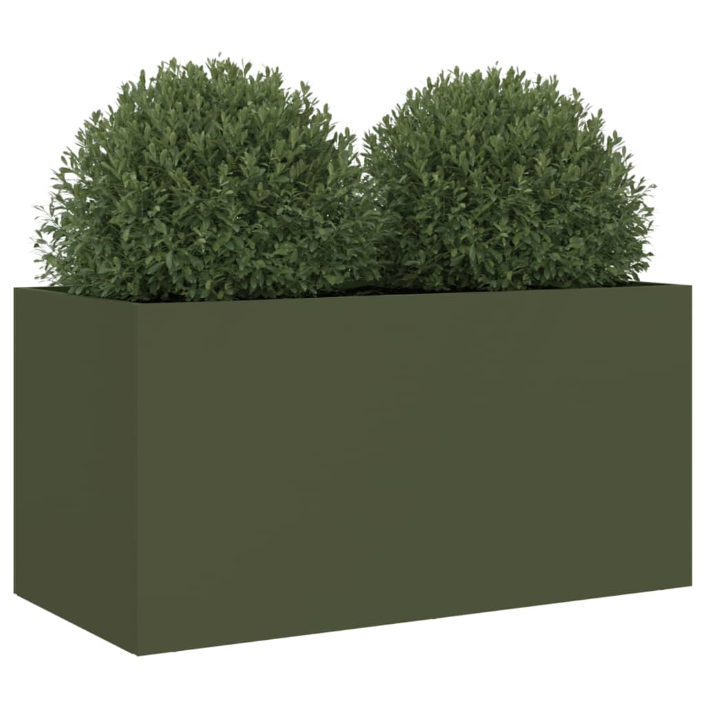 plantekasse 62x30x29 cm stål olivengrøn