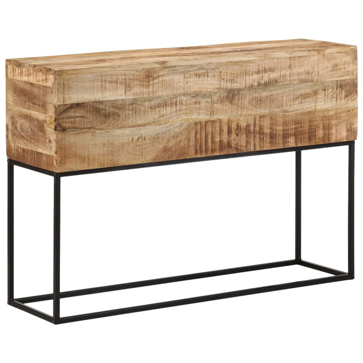 konsolbord 110x30x75 cm massivt ru mangotræ og jern