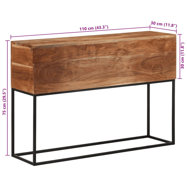 konsolbord 110x30x75 cm massivt akacietræ og jern