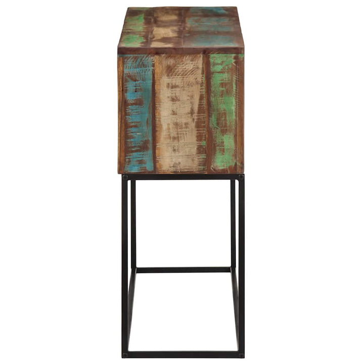 konsolbord 110x30x75 cm massivt genbrugstræ og jern