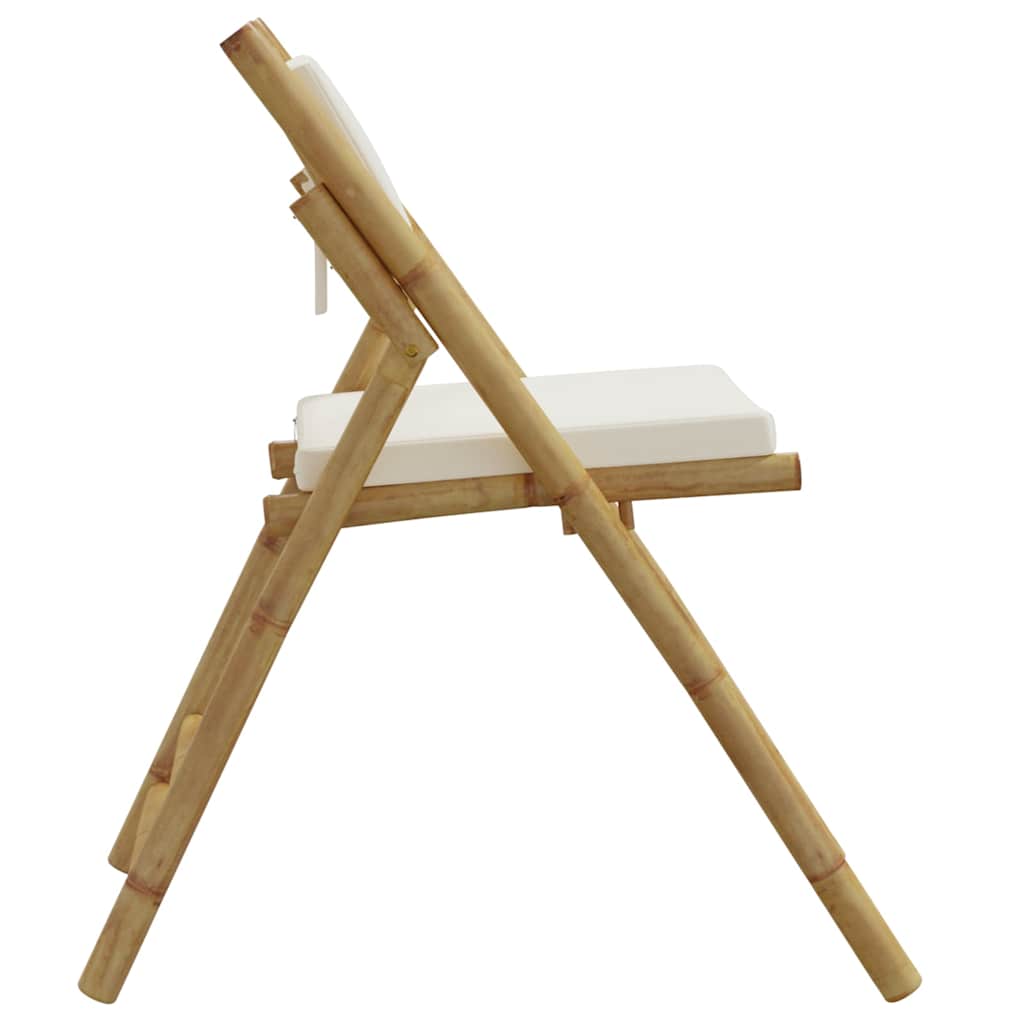 foldbare bistrostole 6 stk. med cremefarvede hynder bambus