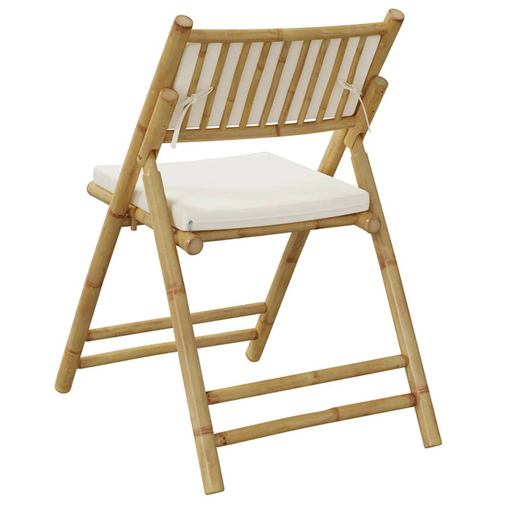 foldbare bistrostole 6 stk. med cremefarvede hynder bambus