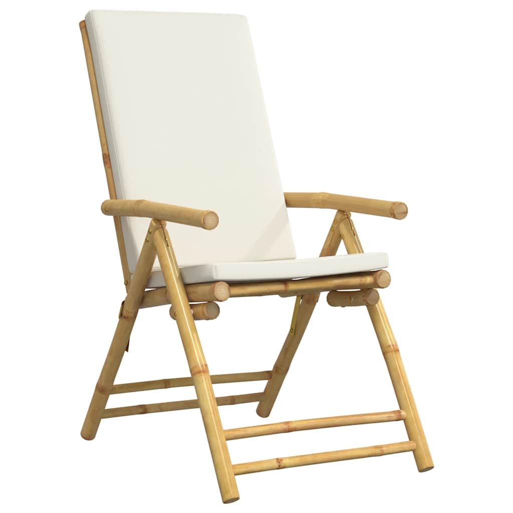 positionsstole 4 stk. foldbare cremehvide hynder bambus