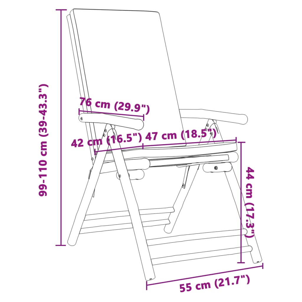 positionsstole 6 stk. foldbare cremehvide hynder bambus