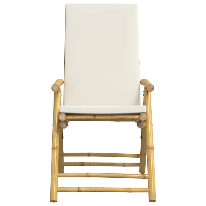 bistrostole 3 stk. foldbare med cremehvide hynder bambus