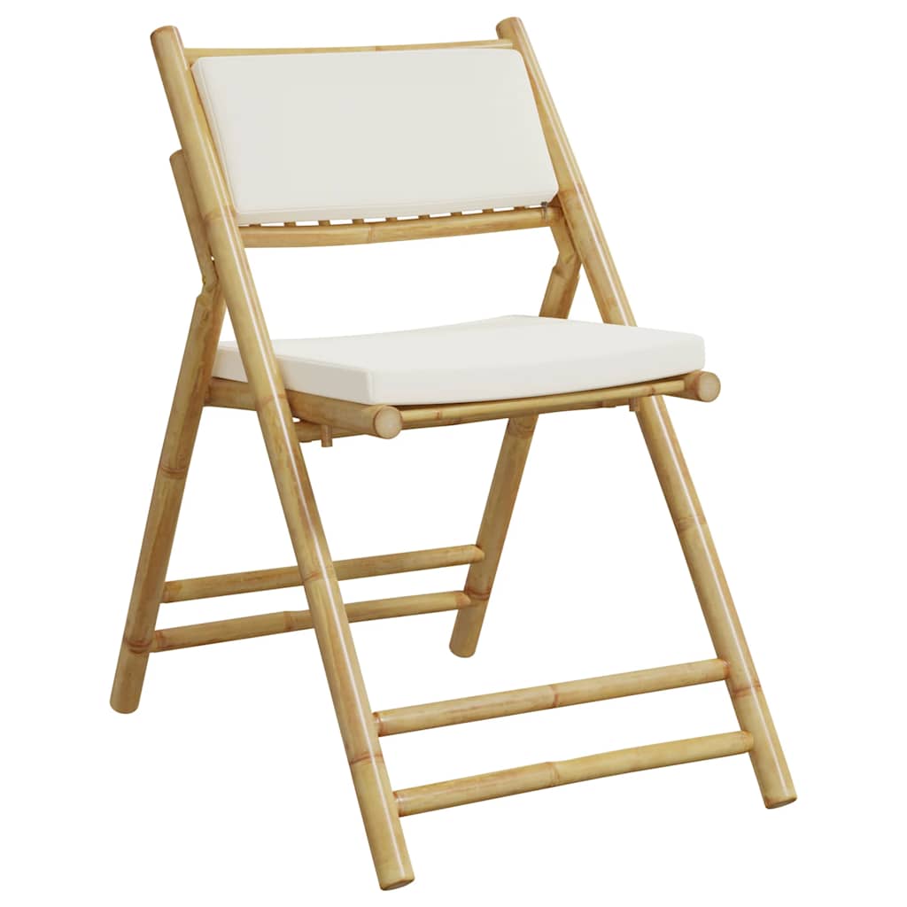 bistrostole 5 stk. foldbare med cremehvide hynder bambus