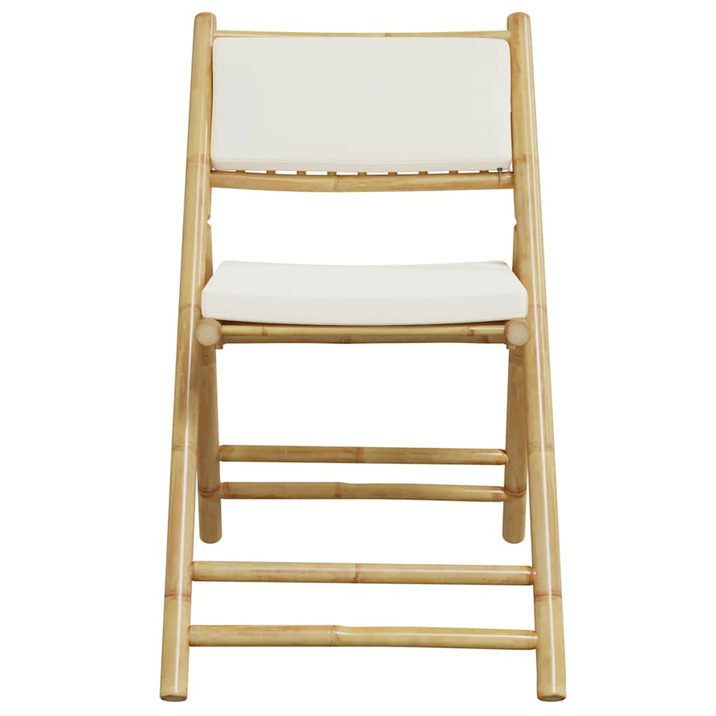 bistrostole 5 stk. foldbare med cremehvide hynder bambus
