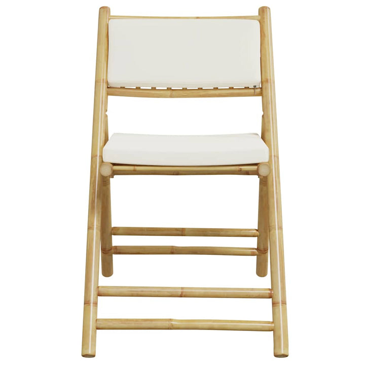 bistrostole 5 stk. foldbare med cremehvide hynder bambus