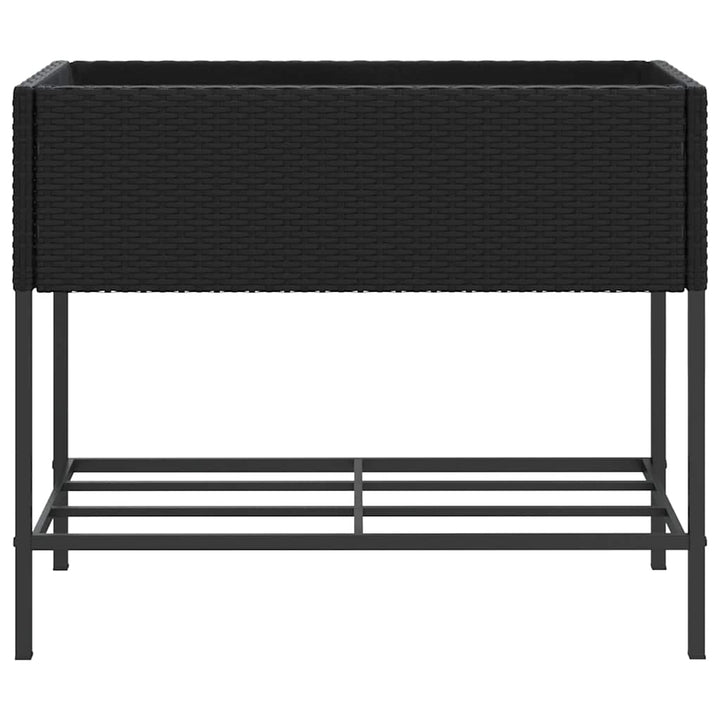 plantekasser 2 stk. med hylde 90x40x75 cm polyrattan sort