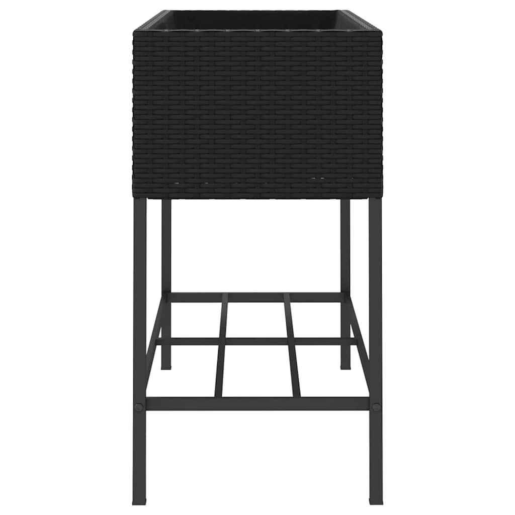 plantekasser 2 stk. med hylde 90x40x75 cm polyrattan sort