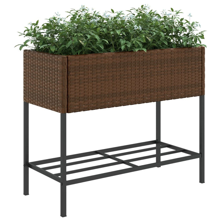 plantekasser 2 stk. med hylde 90x40x75 cm polyrattan brun