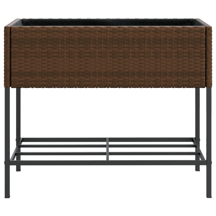 plantekasser 2 stk. med hylde 90x40x75 cm polyrattan brun