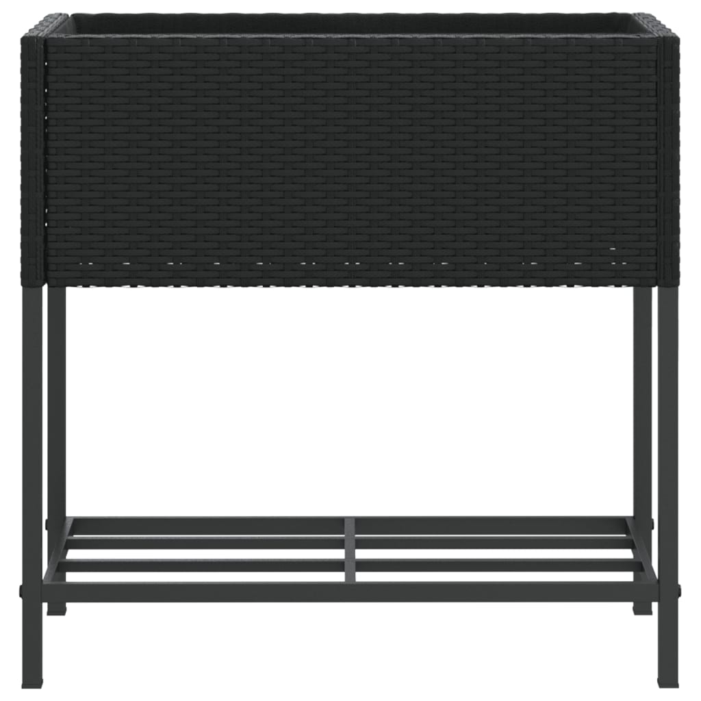 plantekasser 2 stk. med hylde 70x28x70 cm polyrattan sort
