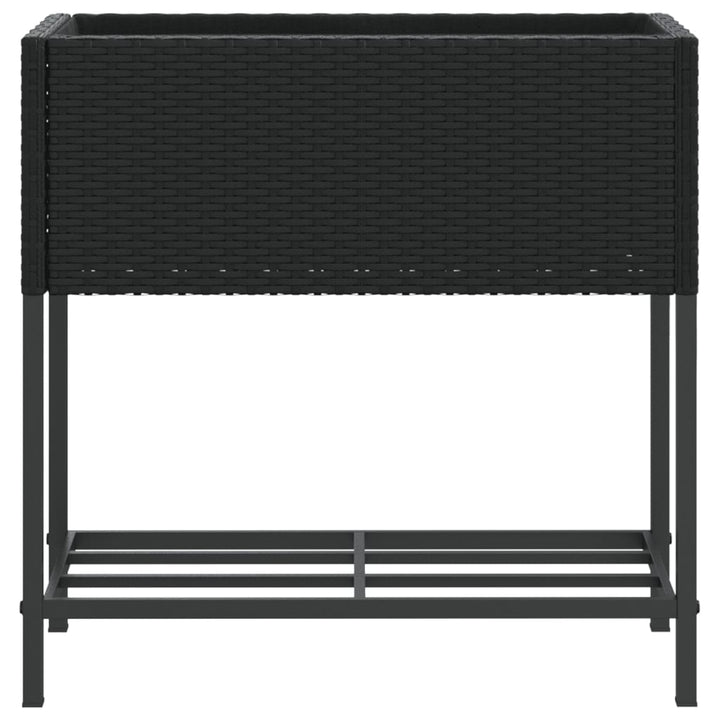 plantekasser 2 stk. med hylde 70x28x70 cm polyrattan sort