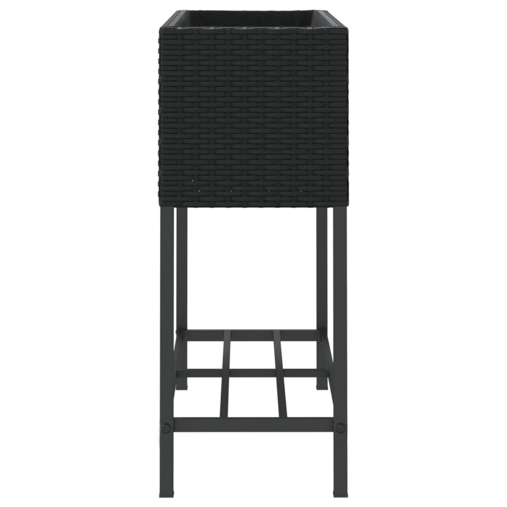 plantekasser 2 stk. med hylde 70x28x70 cm polyrattan sort