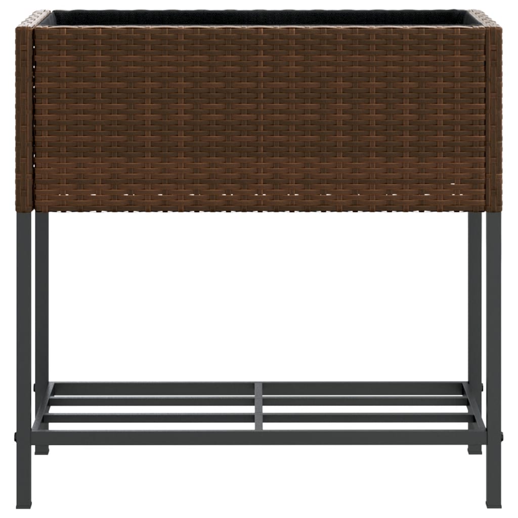 plantekasser 2 stk. med hylde 70x28x70 cm polyrattan brun