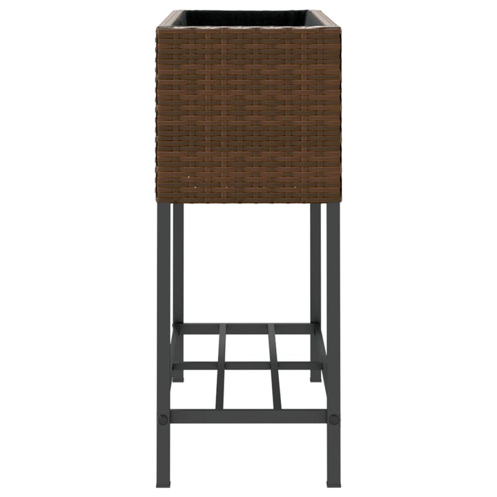 plantekasser 2 stk. med hylde 70x28x70 cm polyrattan brun