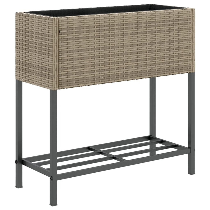 plantekasser 2 stk. med hylde 70x28x70 cm polyrattan grå