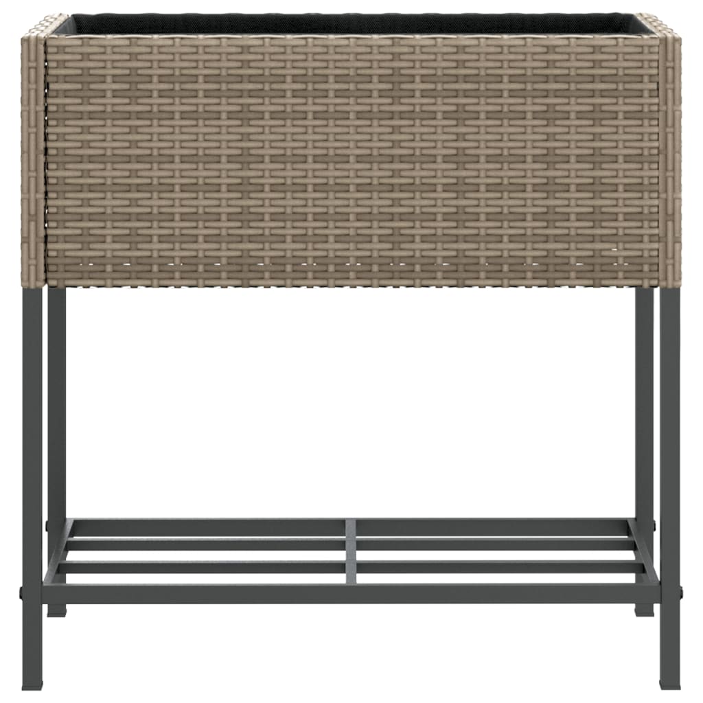plantekasser 2 stk. med hylde 70x28x70 cm polyrattan grå