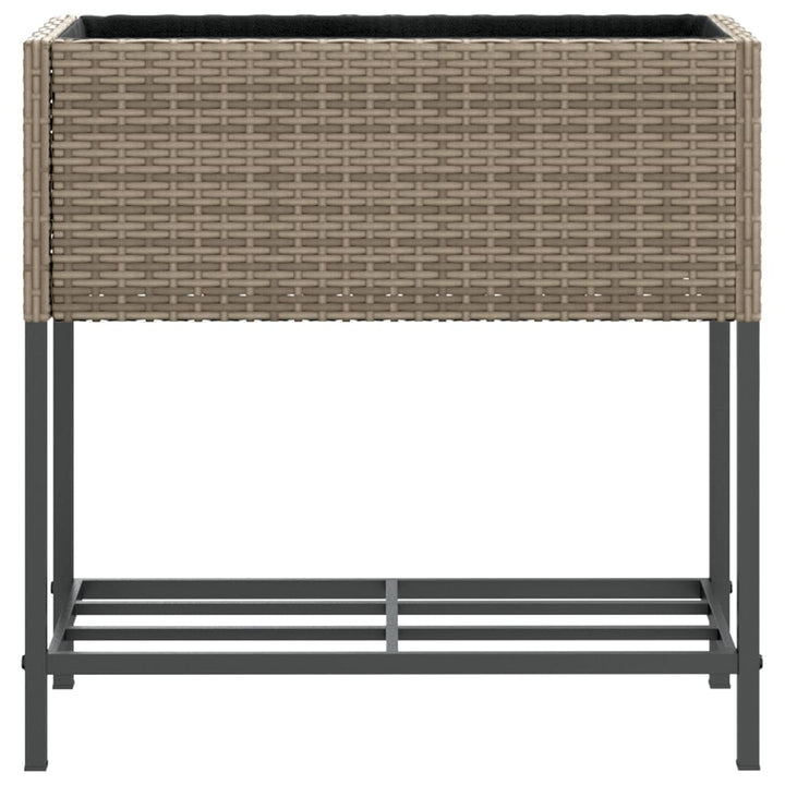 plantekasser 2 stk. med hylde 70x28x70 cm polyrattan grå