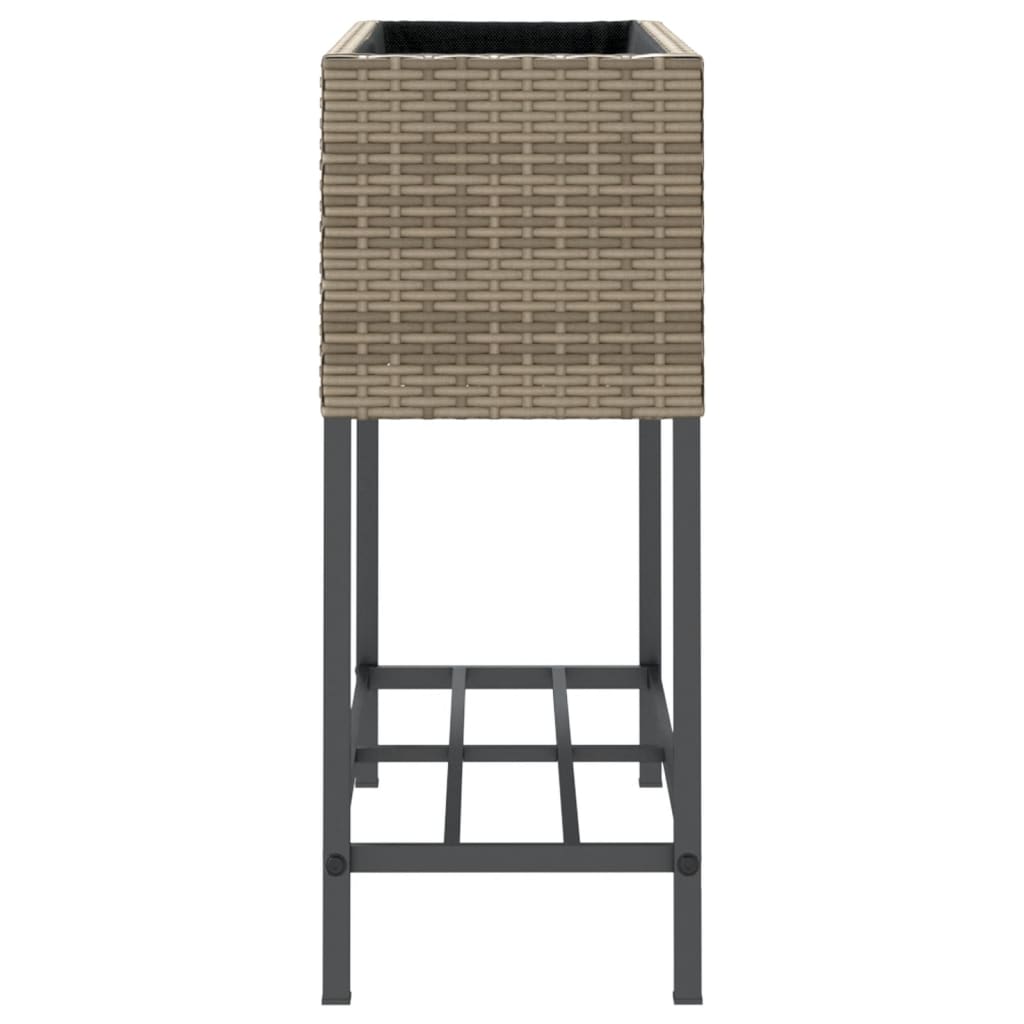 plantekasser 2 stk. med hylde 70x28x70 cm polyrattan grå