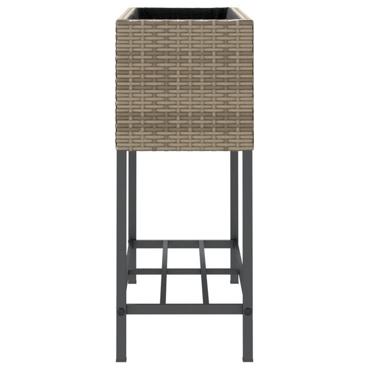 plantekasser 2 stk. med hylde 70x28x70 cm polyrattan grå