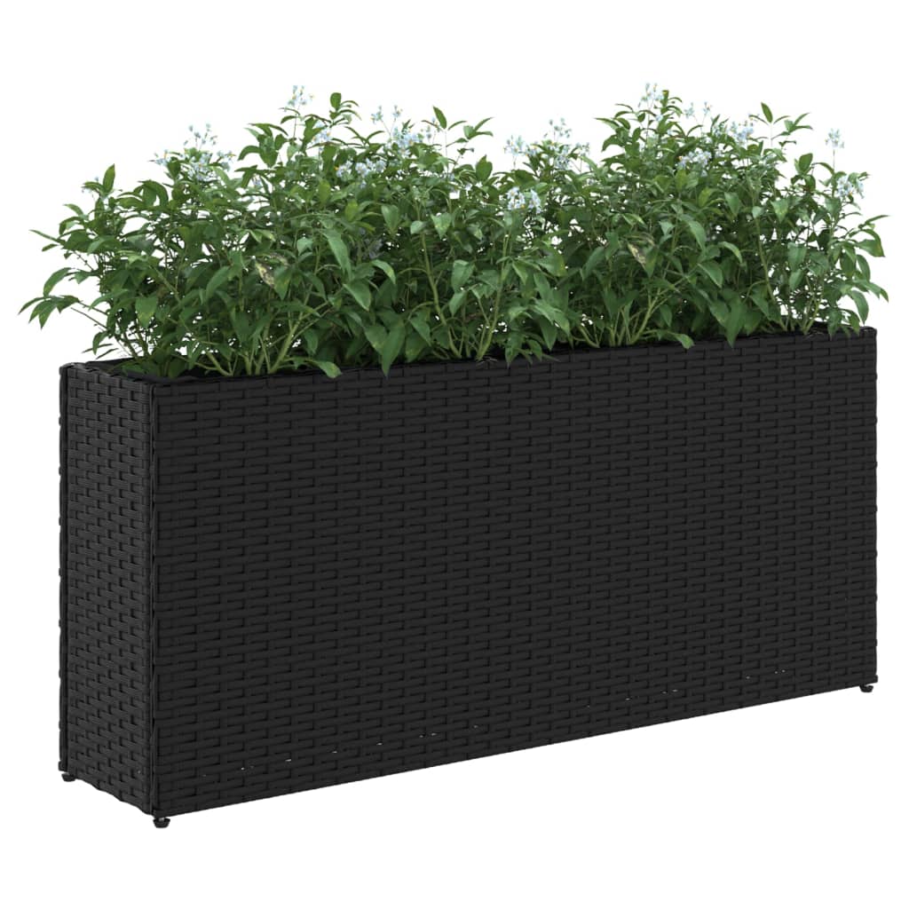 plantekasser 2 stk. med 2 potter 90x20x40 cm polyrattan sort