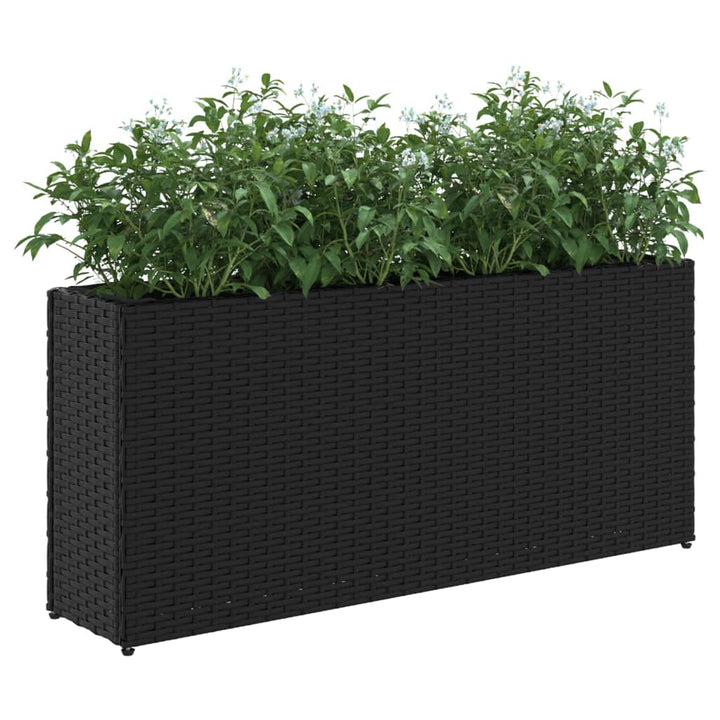 plantekasser 2 stk. med 2 potter 90x20x40 cm polyrattan sort