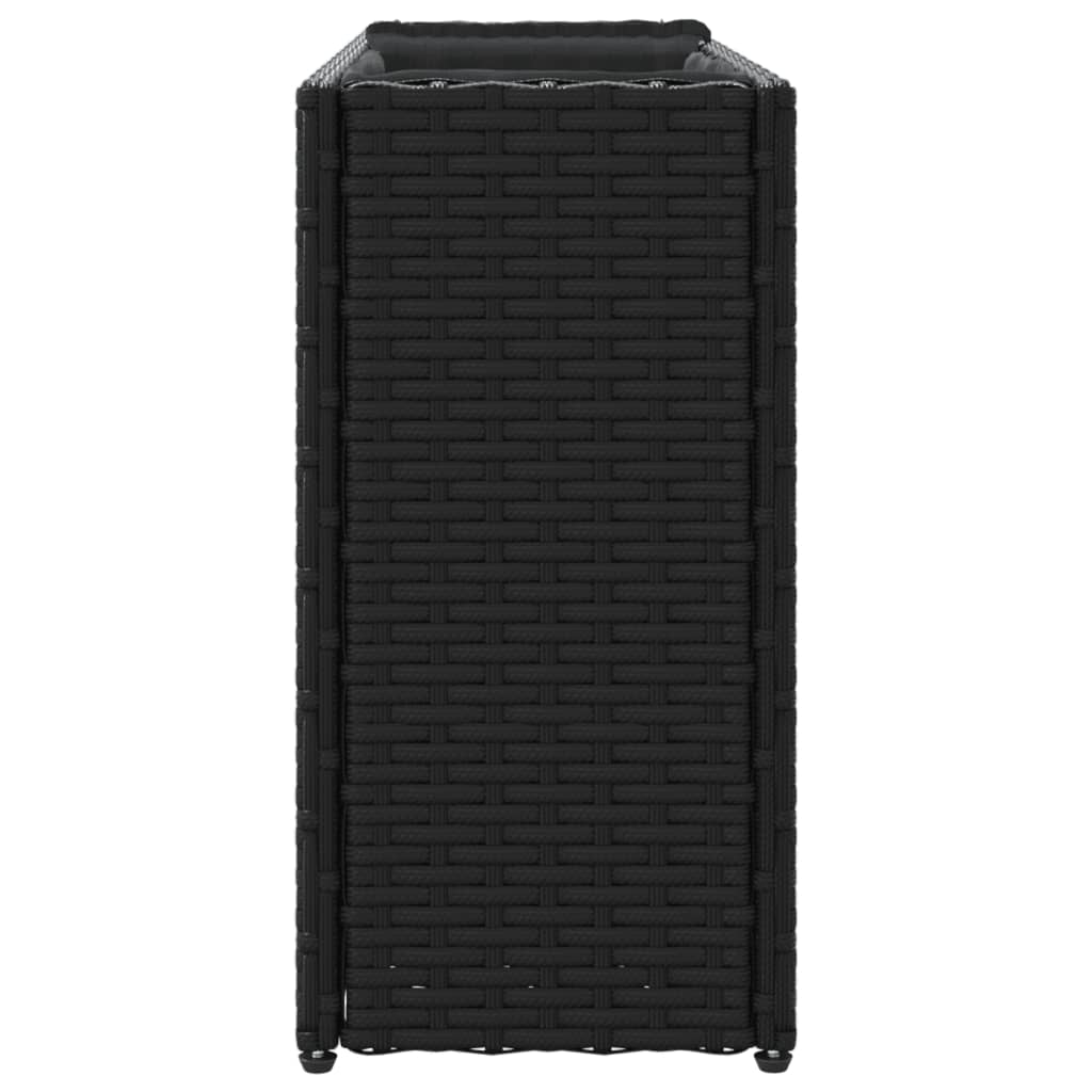 plantekasser 2 stk. med 2 potter 90x20x40 cm polyrattan sort