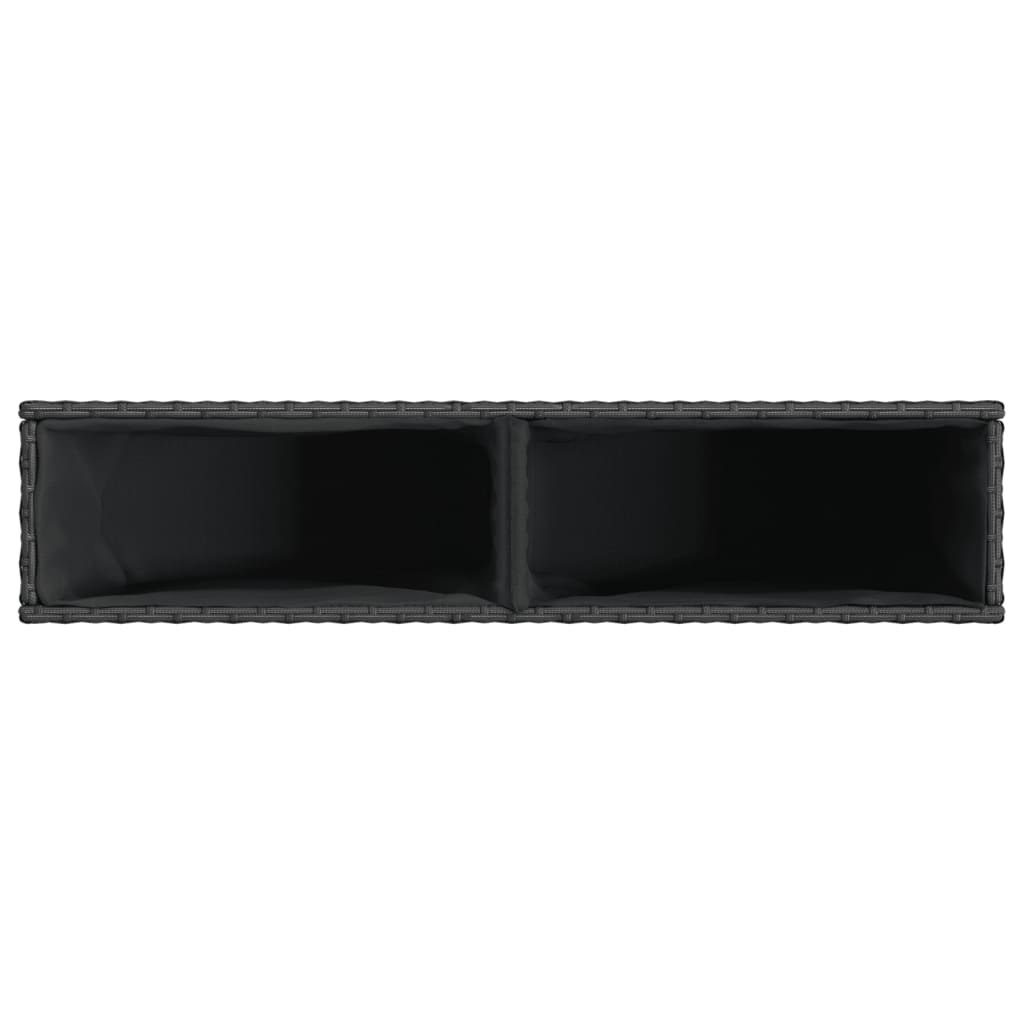 plantekasser 2 stk. med 2 potter 90x20x40 cm polyrattan sort